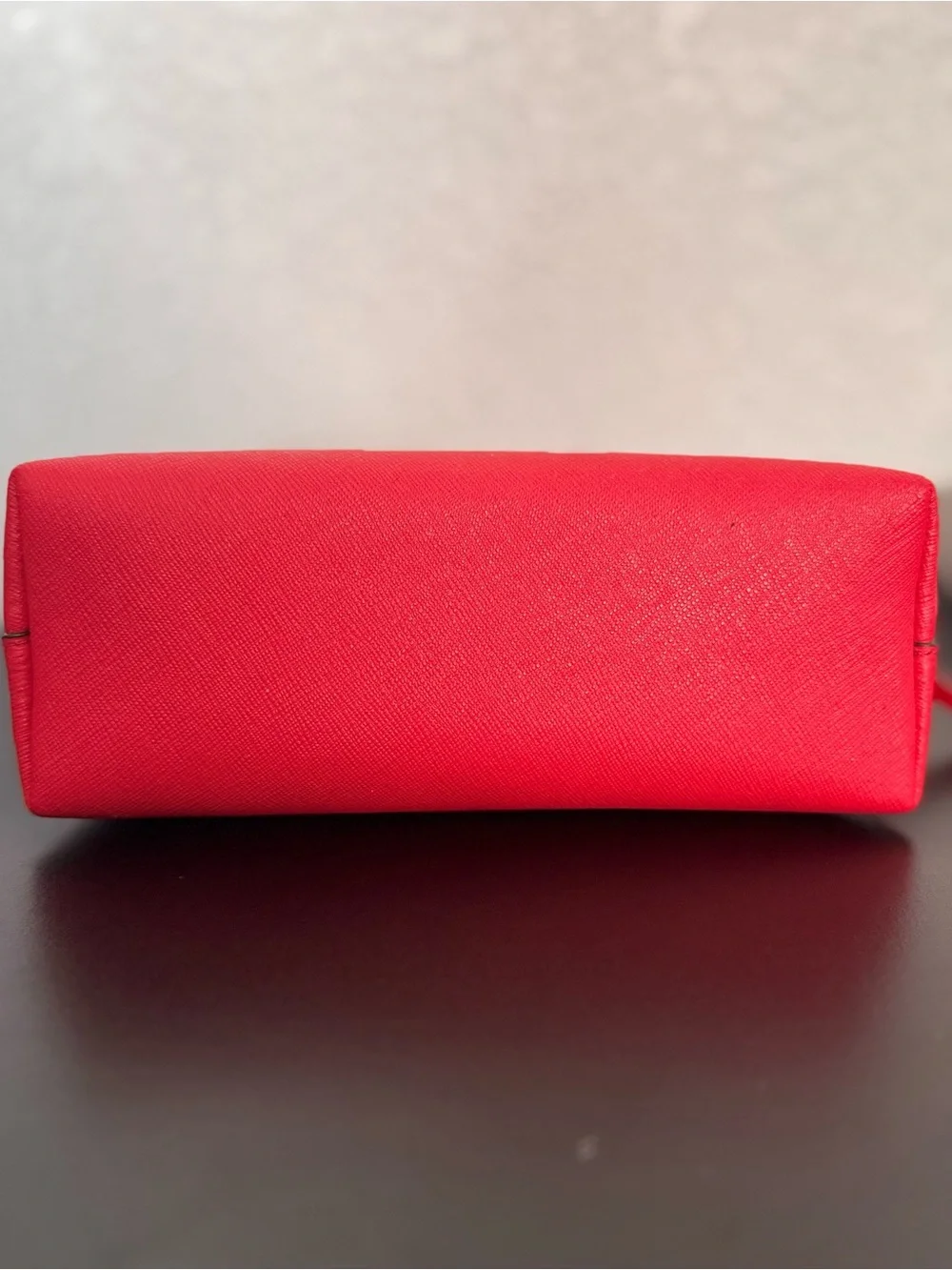 Tory Burch Coral-Red Saffiano Zip Cosmetic Pouch